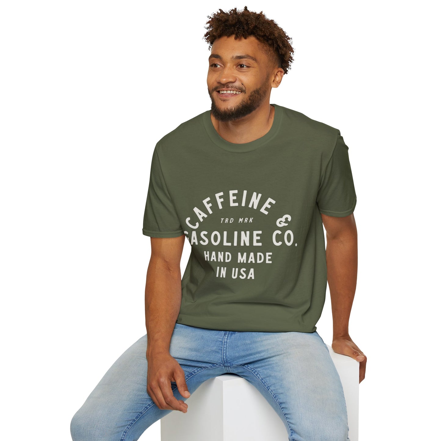 Caffeine & Gasoline Vintage Design Motorcycle T-shirt