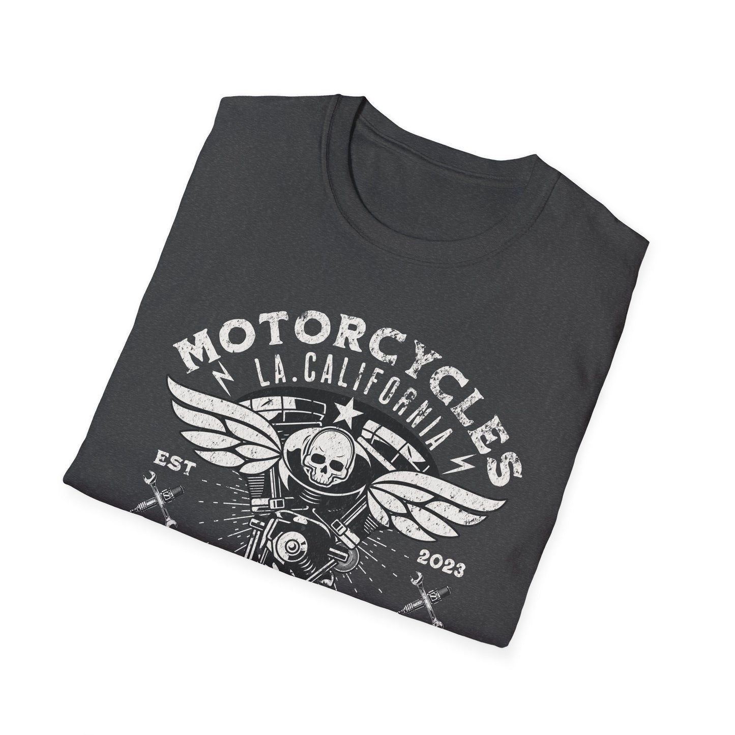 Custom Motors Skull Vintage Design Motorcycle T-Shirt