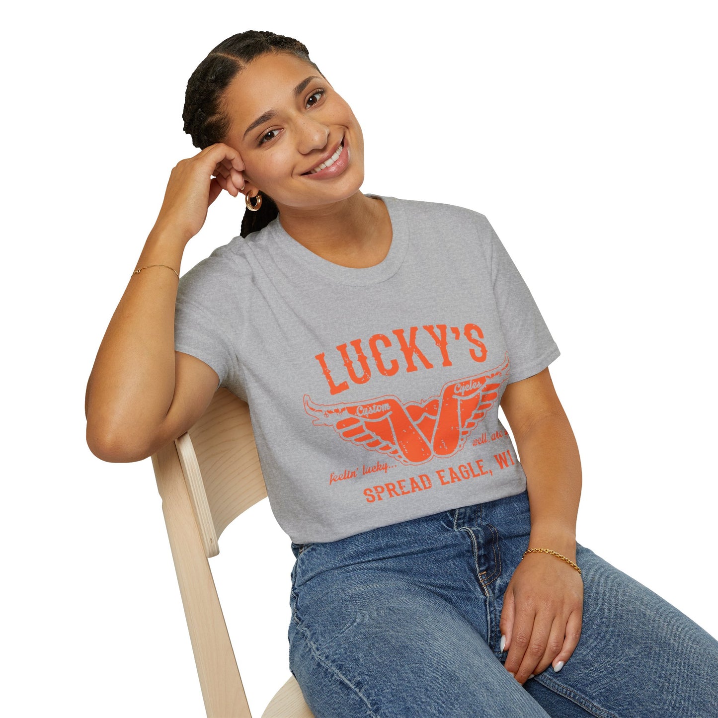 Lucky's Spread Eagle Vintage Design Motorcycle T Shirt