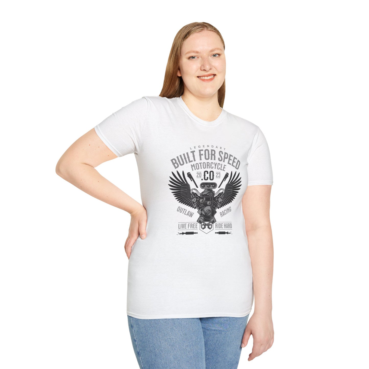 Built for Speed, Live Free, Ride Hard Vintage Design Motorcycle T-Shirt