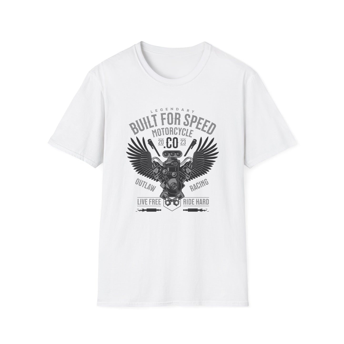 Built for Speed, Live Free, Ride Hard Vintage Design Motorcycle T-Shirt