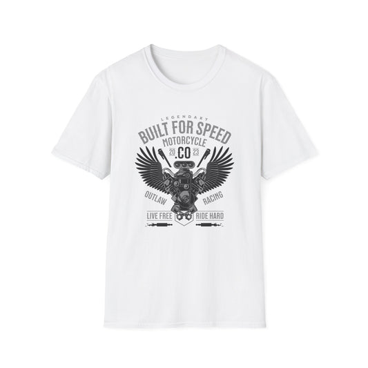 Built for Speed, Live Free, Ride Hard Vintage Design Motorcycle T-Shirt