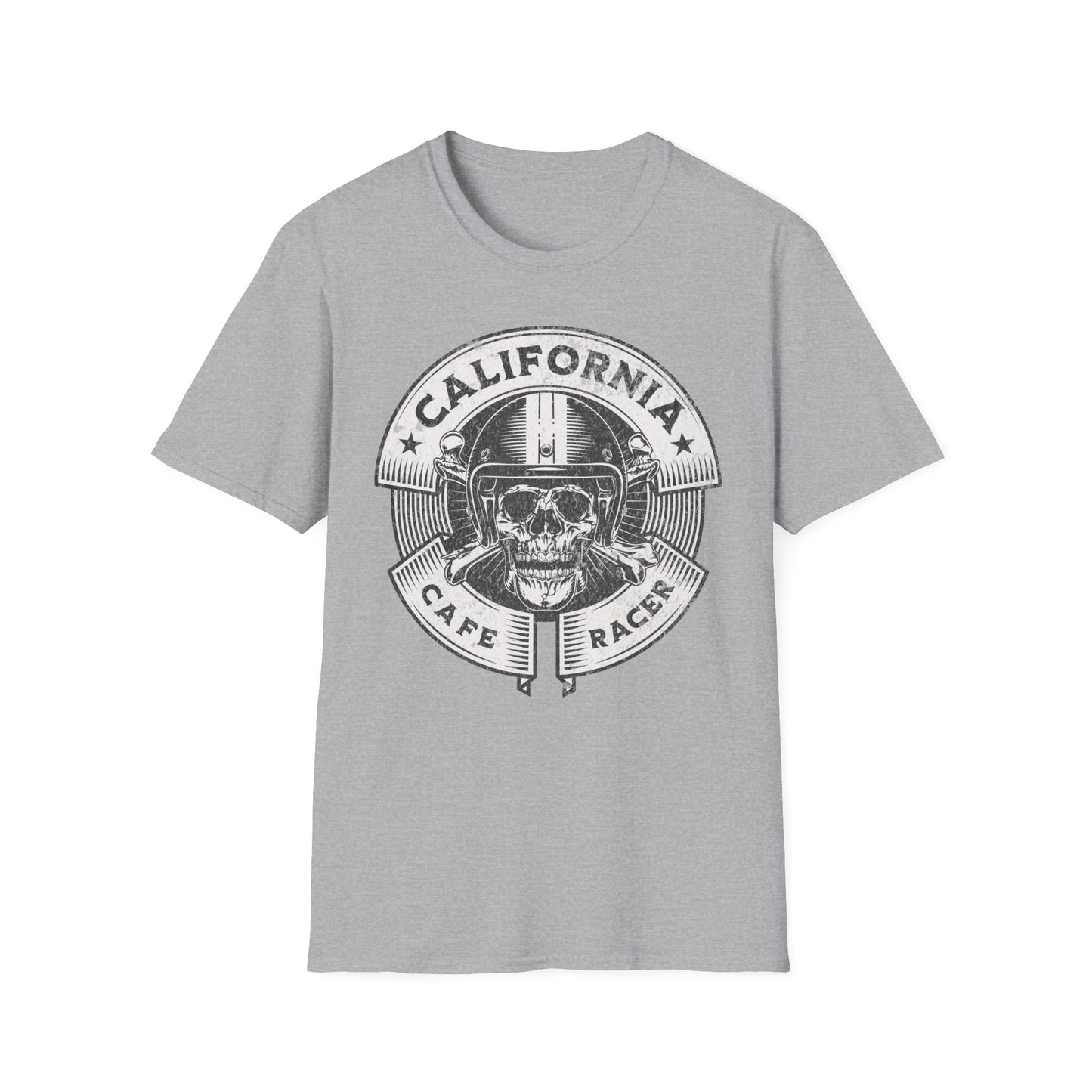 California Skull Caffe Racer Vintage Design Motorcycle T-Shirt
