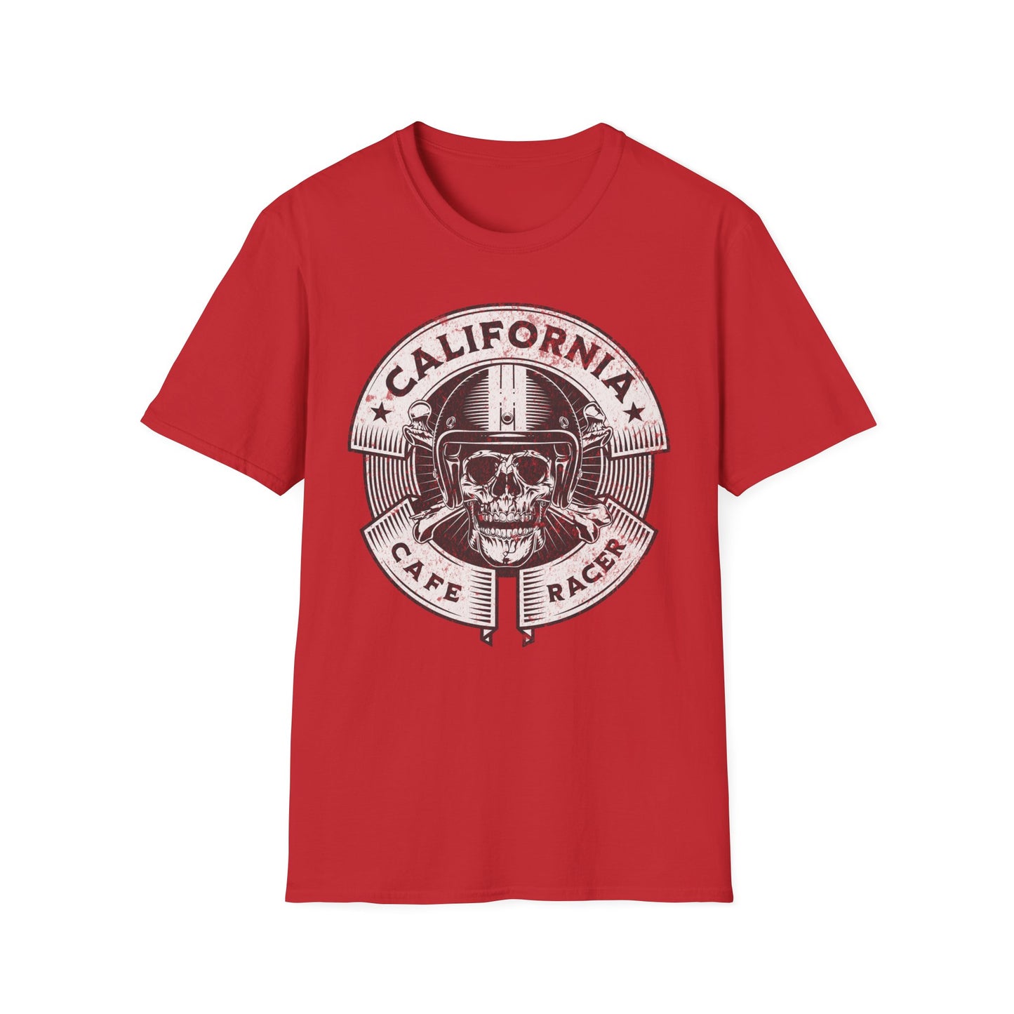 California Skull Caffe Racer Vintage Design Motorcycle T-Shirt