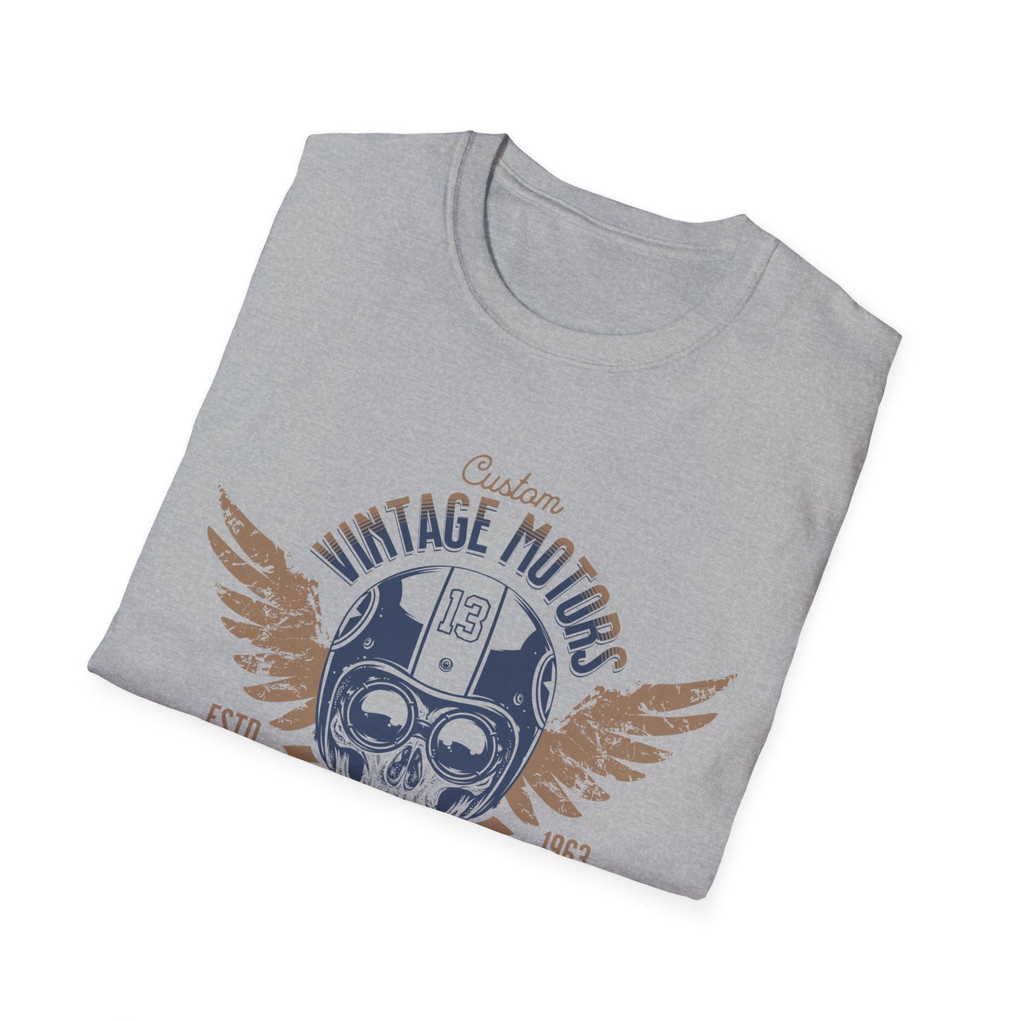 Vintage Motors Skull Vintage Design Biker Tshirt