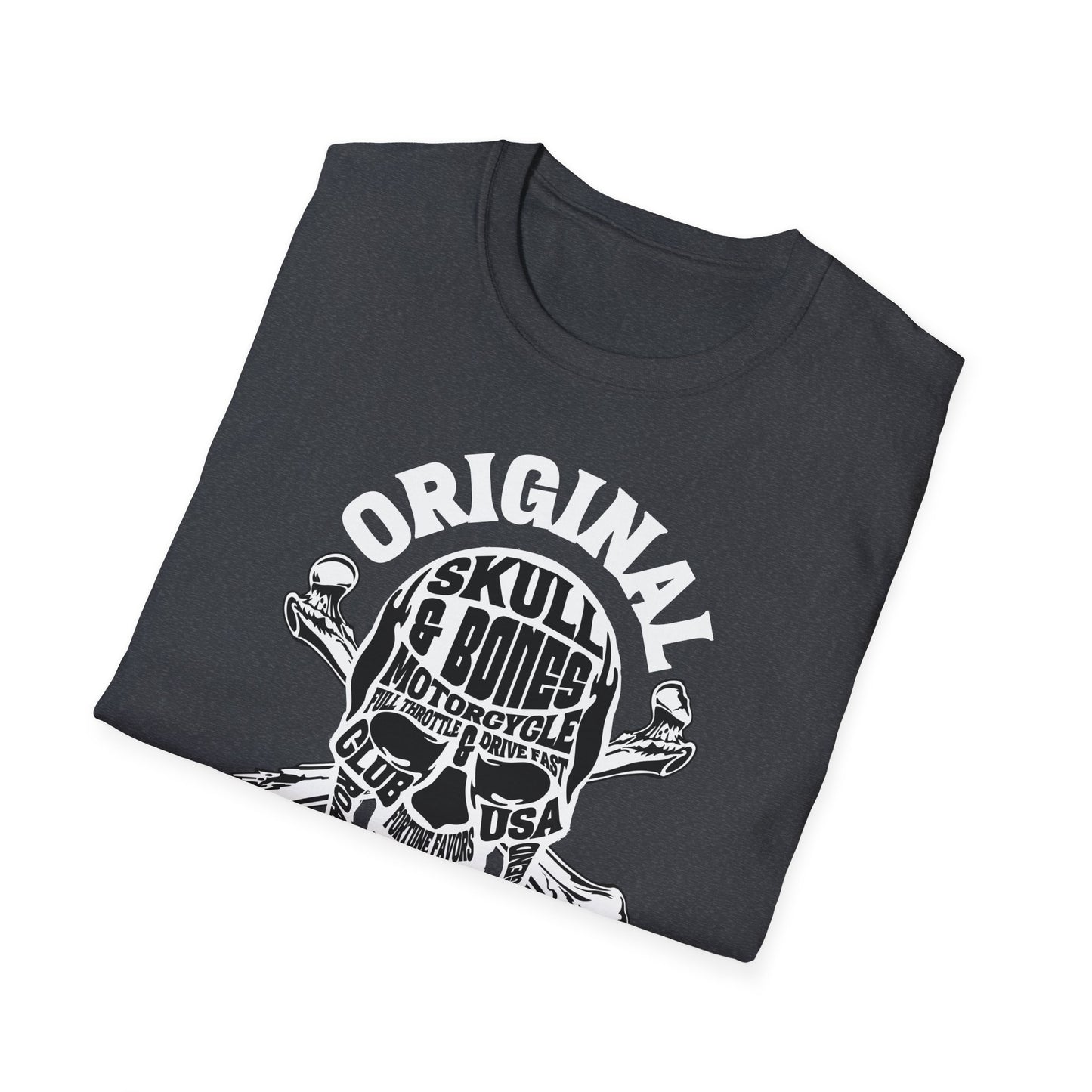 Skull and Bones Vintage Design Motorcycle T-Shirt