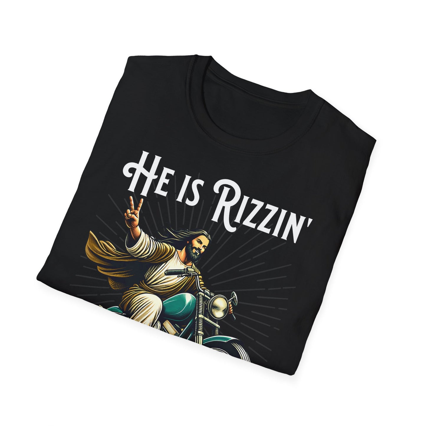 He Is Rizzin' Vintage Design Motorcycle T-Shirt