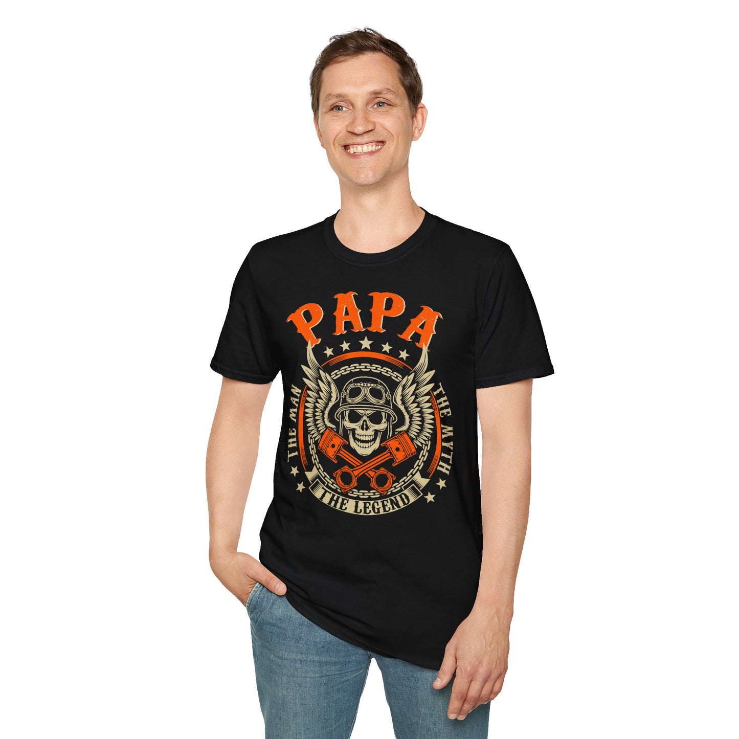 Papa The Man The Myth Vintage Design Motorcycle T-Shirt