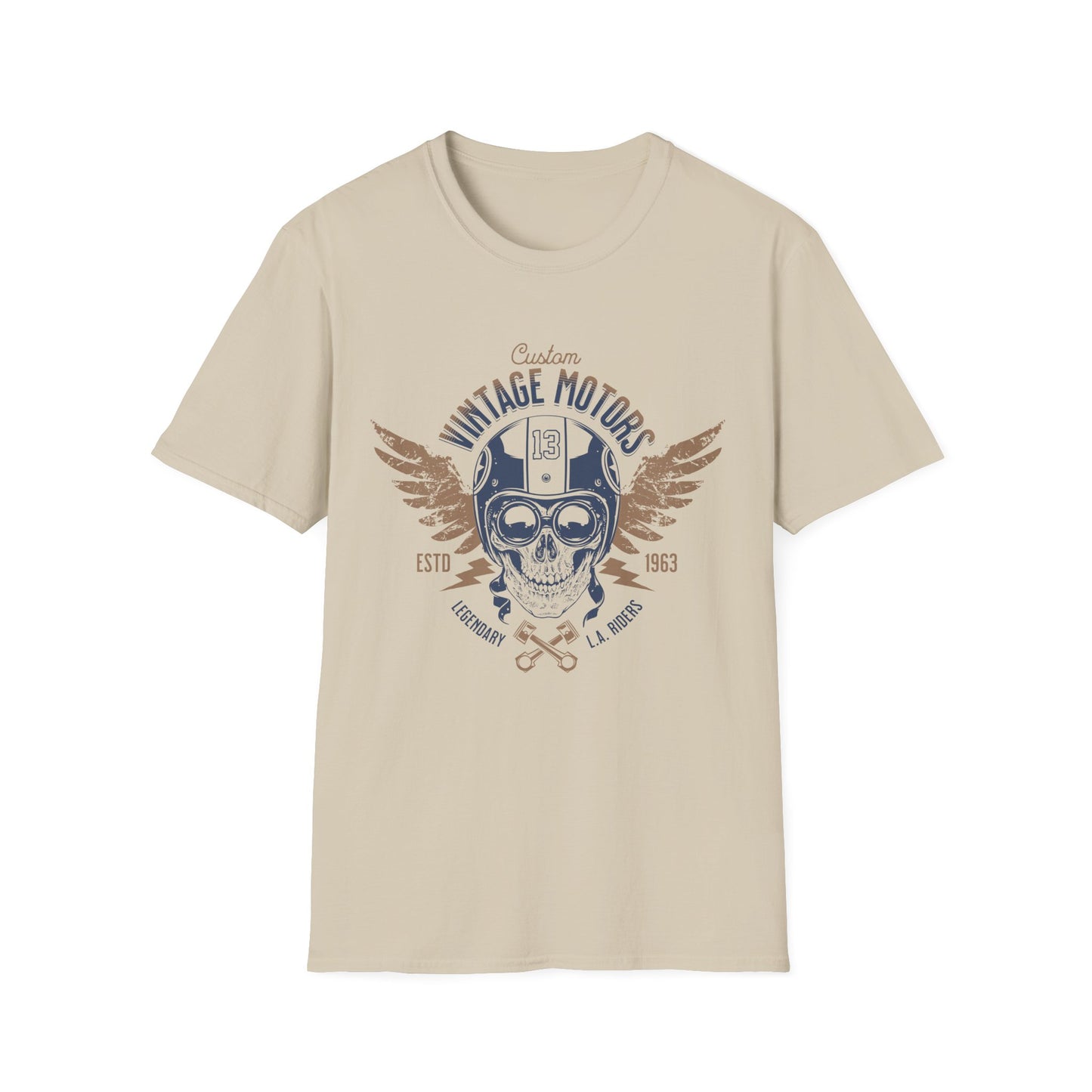 Vintage Motors Skull Vintage Design Biker Tshirt