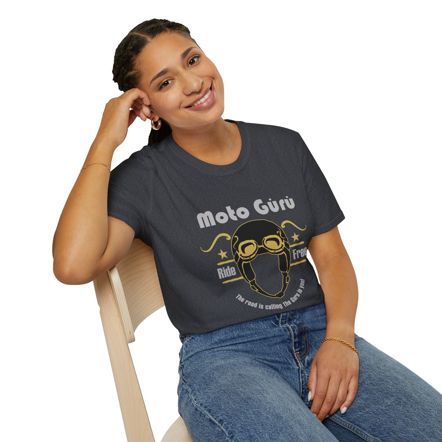 Moto Gúrú Ride Free Vintage Design Motorcycle T shirt
