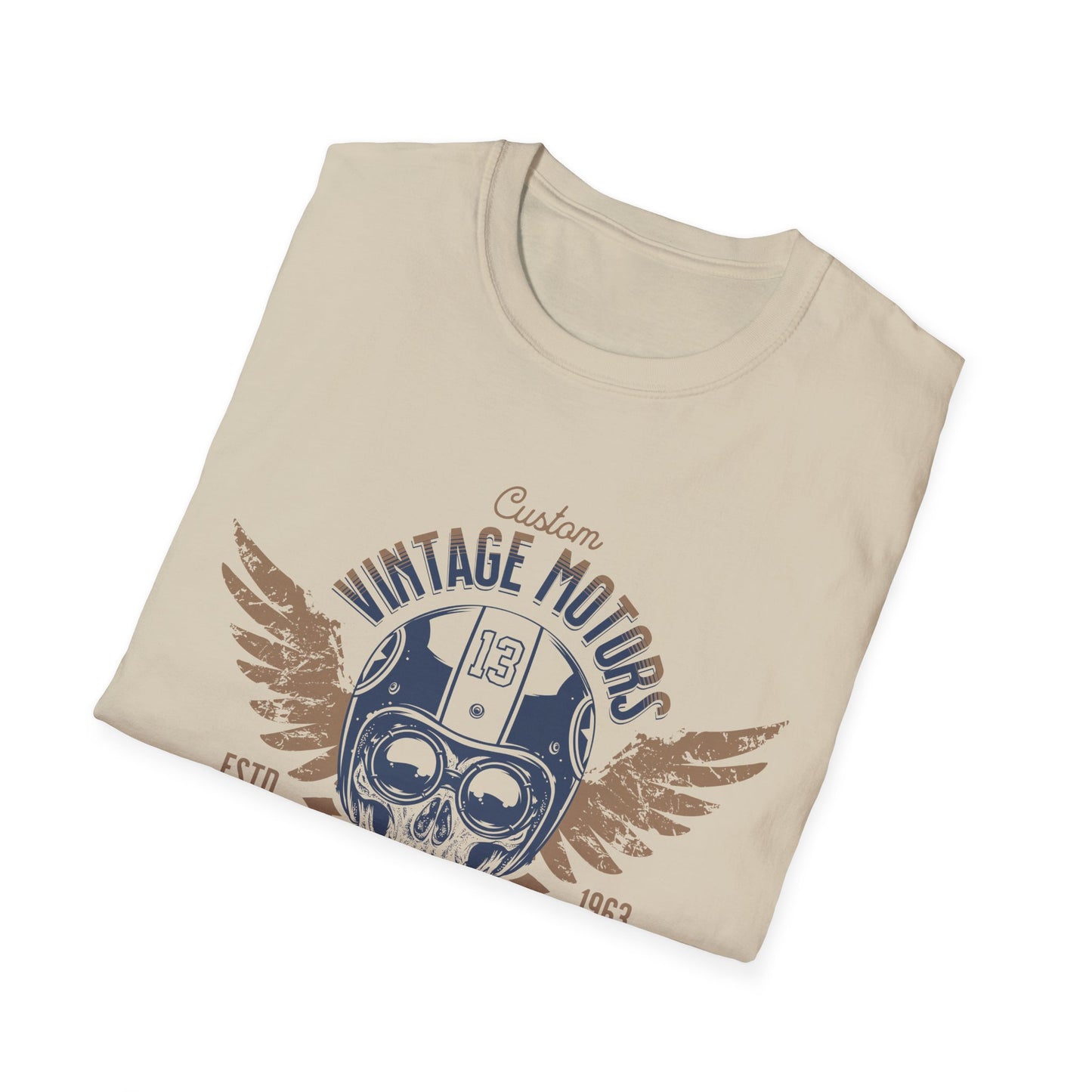 Vintage Motors Skull Vintage Design Biker Tshirt