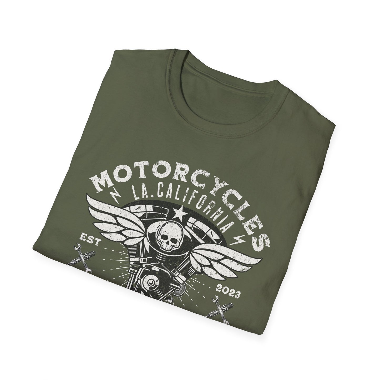 Custom Motors Skull Vintage Design Motorcycle T-Shirt