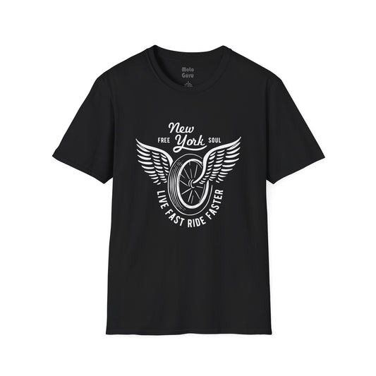 New York Soul Wings Vintage Design Motorcycle T-Shirt