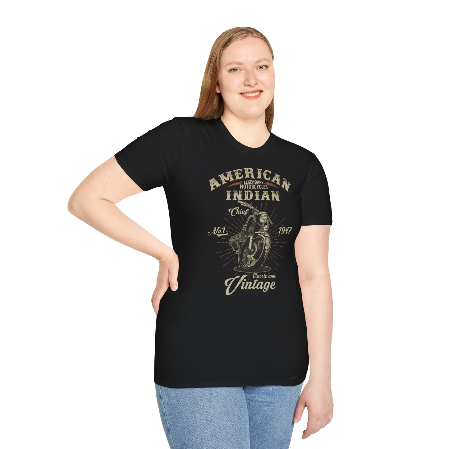 Vintage American Indian Vintage Design Motorcycle T Shirt