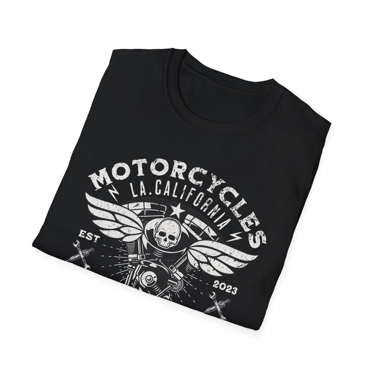 Custom Motors Skull Vintage Design Motorcycle T-Shirt