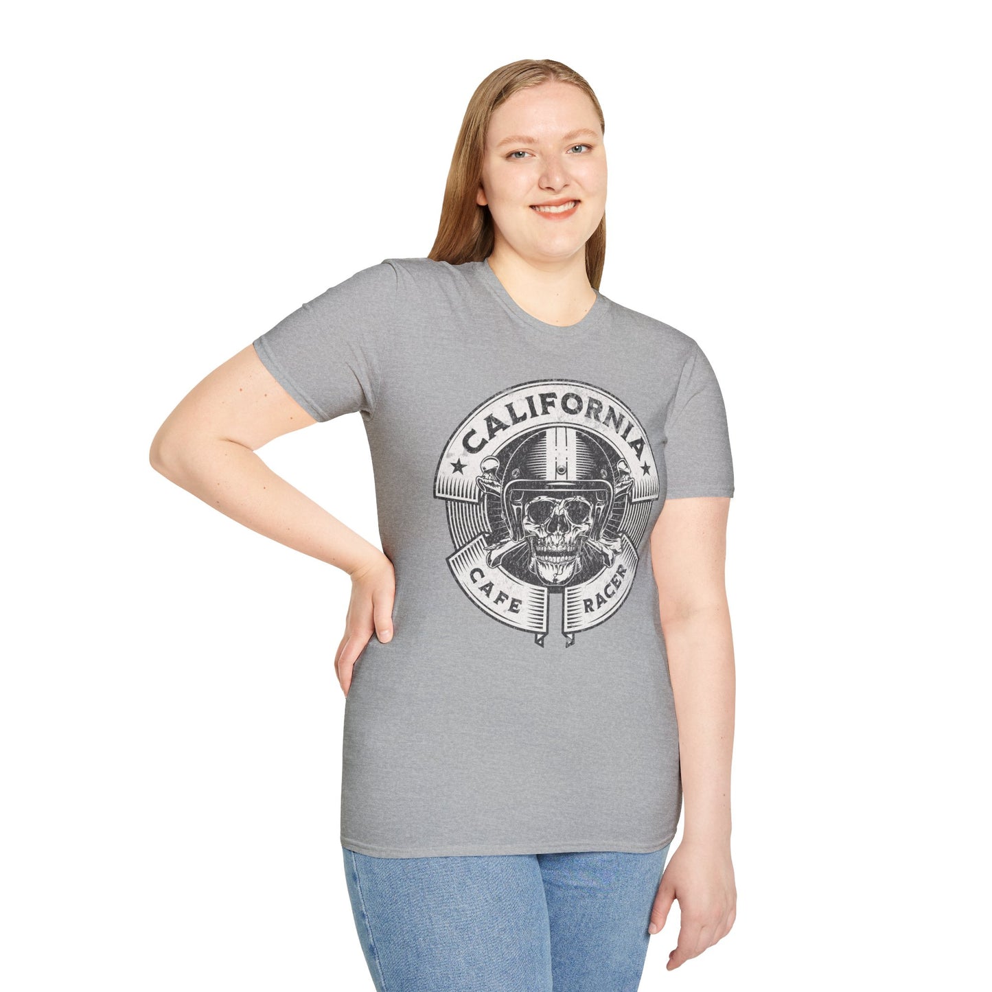 California Skull Caffe Racer Vintage Design Motorcycle T-Shirt