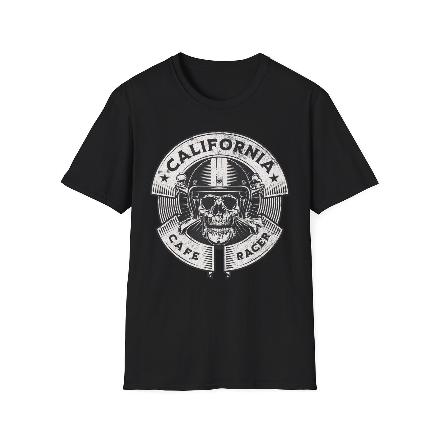 California Skull Caffe Racer Vintage Design Motorcycle T-Shirt