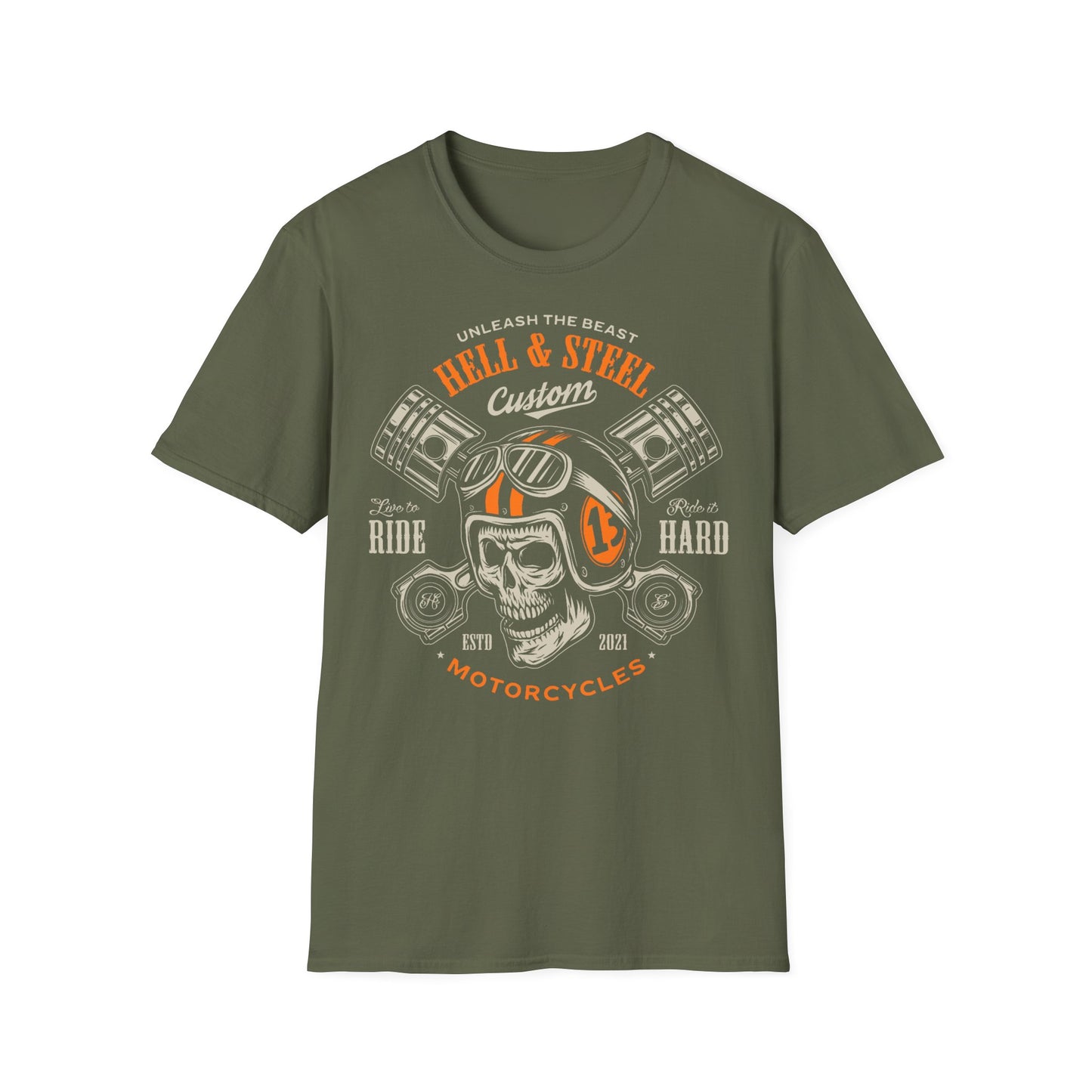 Hell & Steel Vintage Design Motorcycle T Shirt