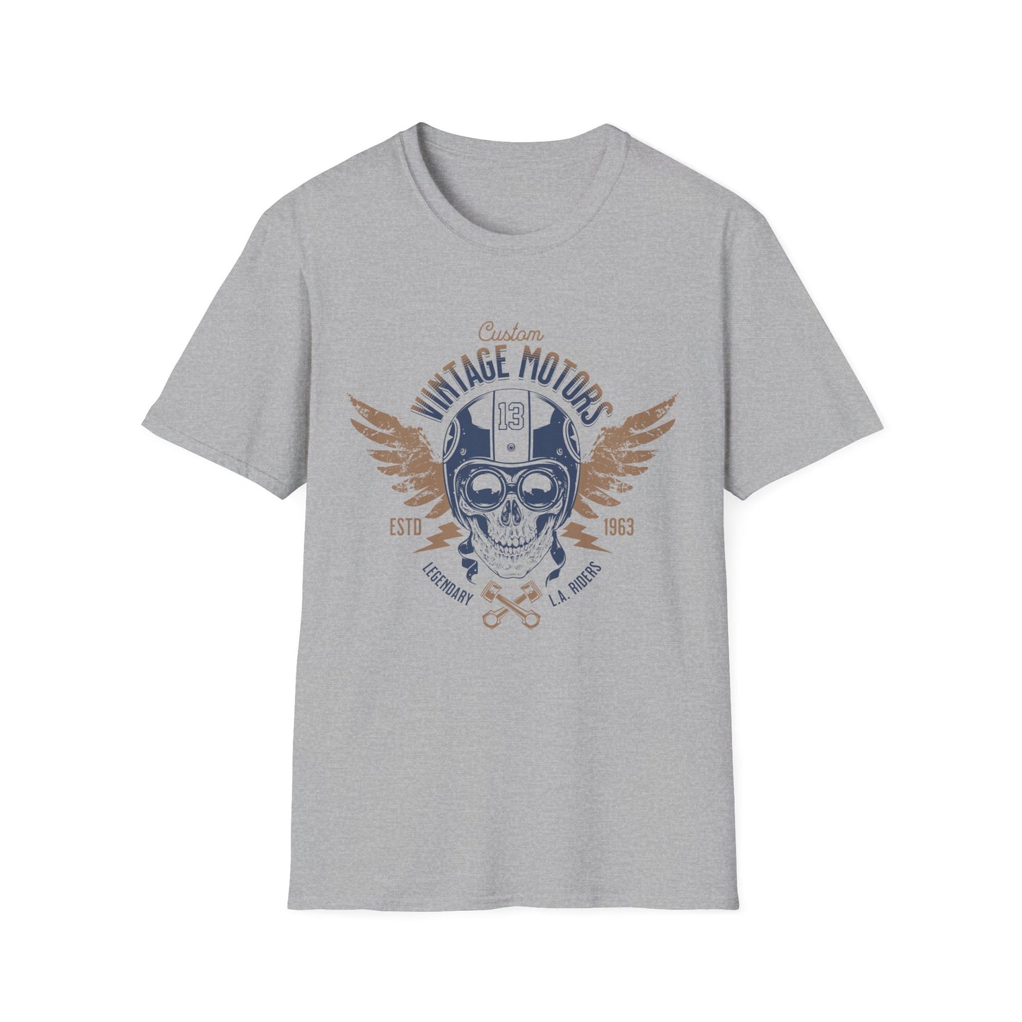 Vintage Motors Skull Vintage Design Biker Tshirt