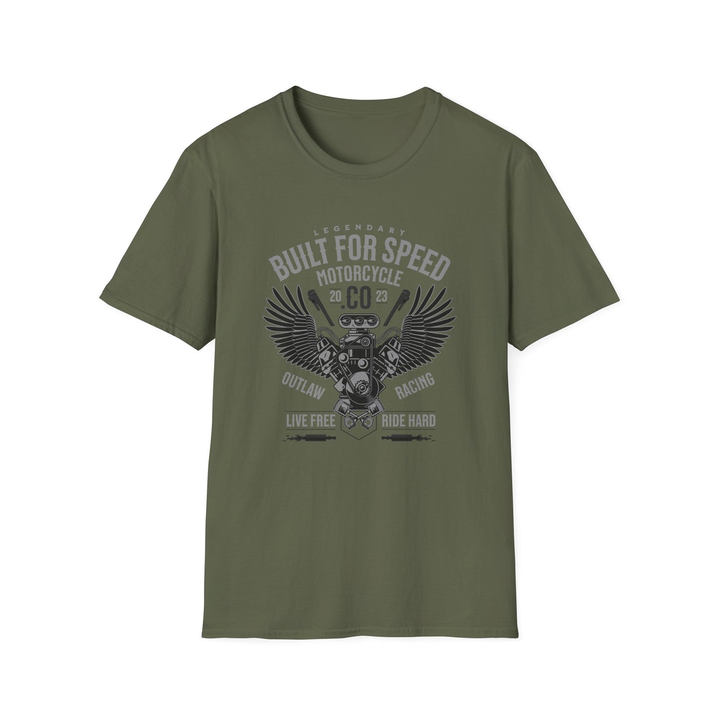 Built for Speed, Live Free, Ride Hard Vintage Design Motorcycle T-Shirt