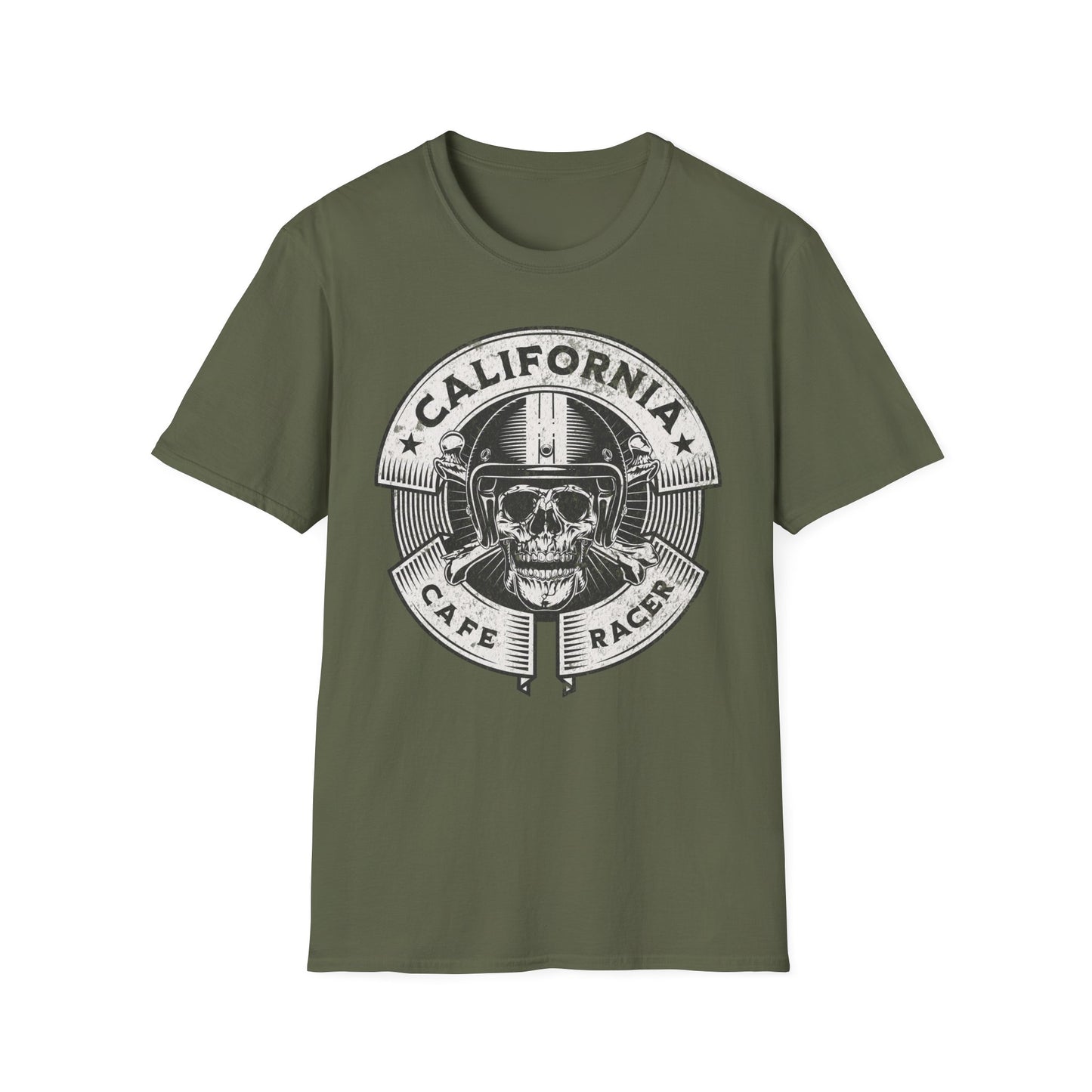 California Skull Caffe Racer Vintage Design Motorcycle T-Shirt