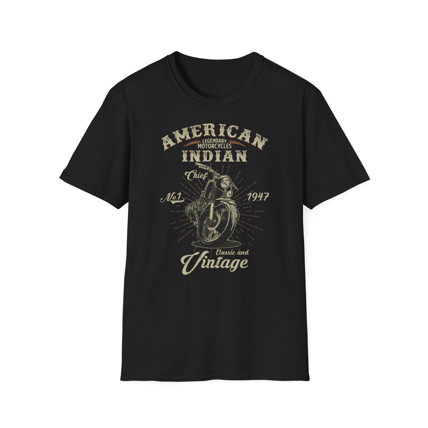 Vintage American Indian Vintage Design Motorcycle T Shirt