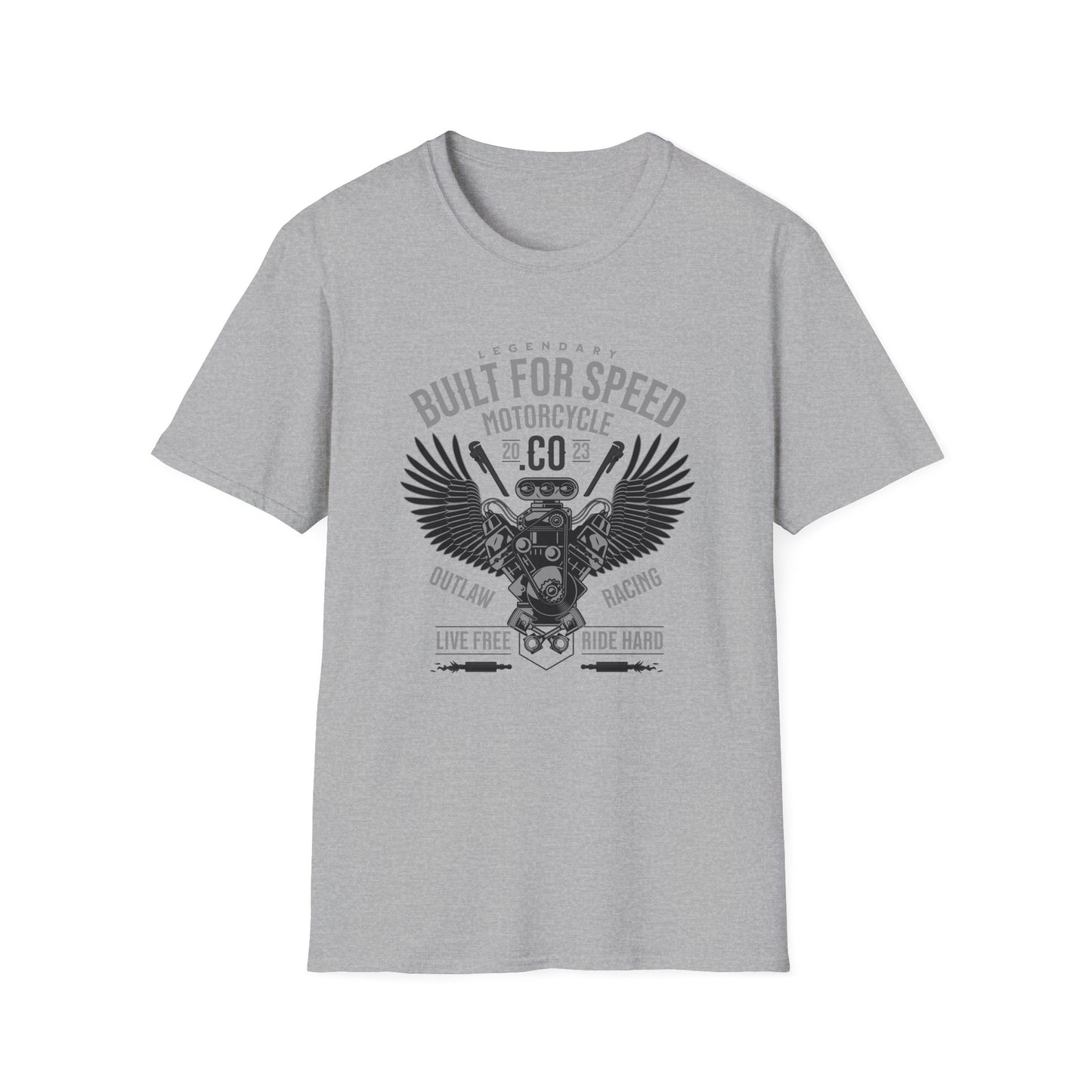 Built for Speed, Live Free, Ride Hard Vintage Design Motorcycle T-Shirt