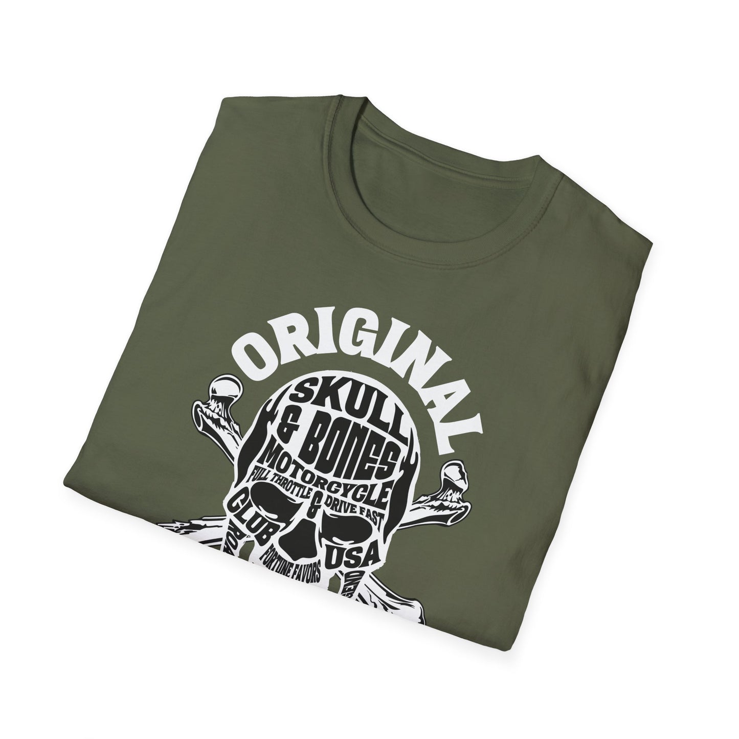Skull and Bones Vintage Design Motorcycle T-Shirt
