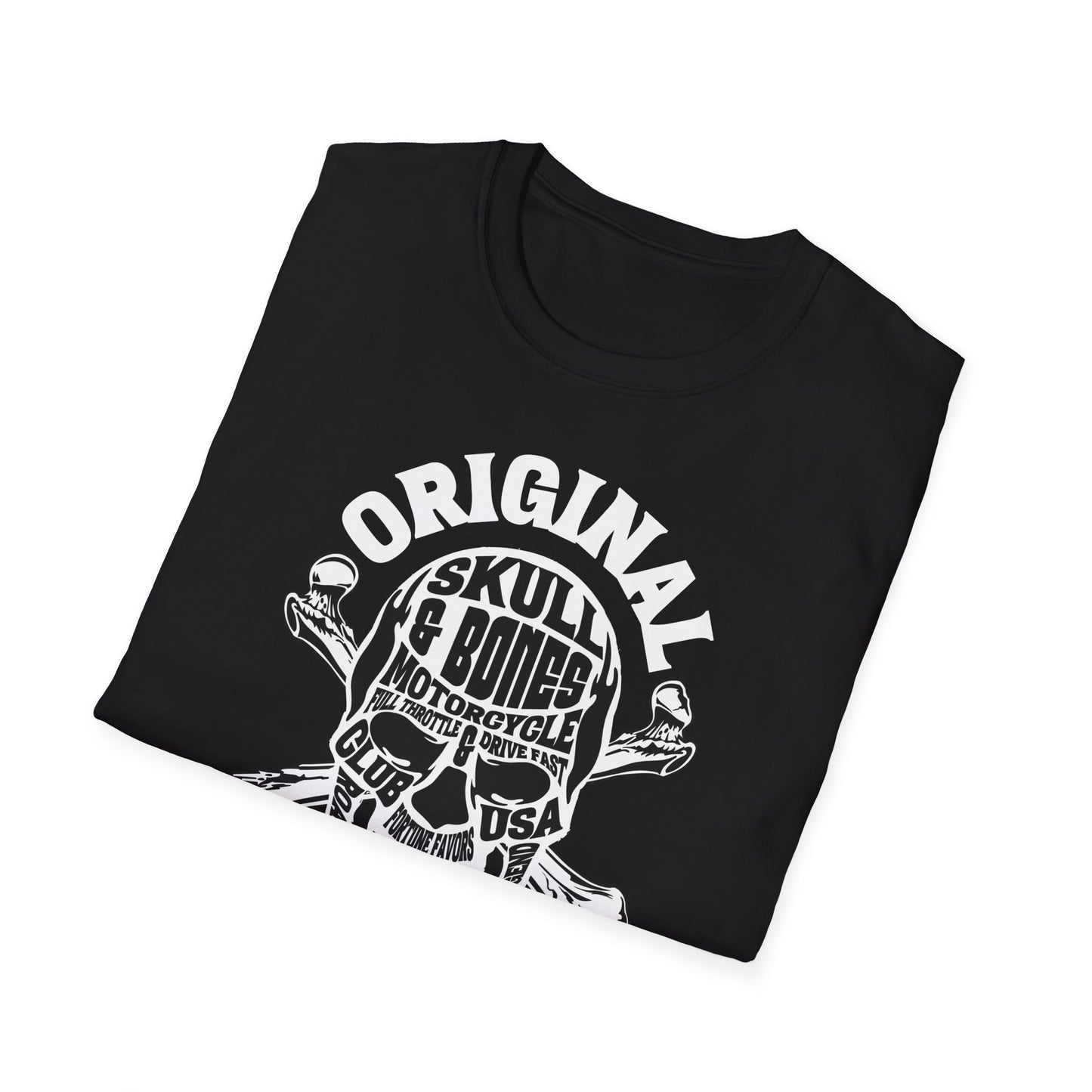 Skull and Bones Vintage Design Motorcycle T-Shirt