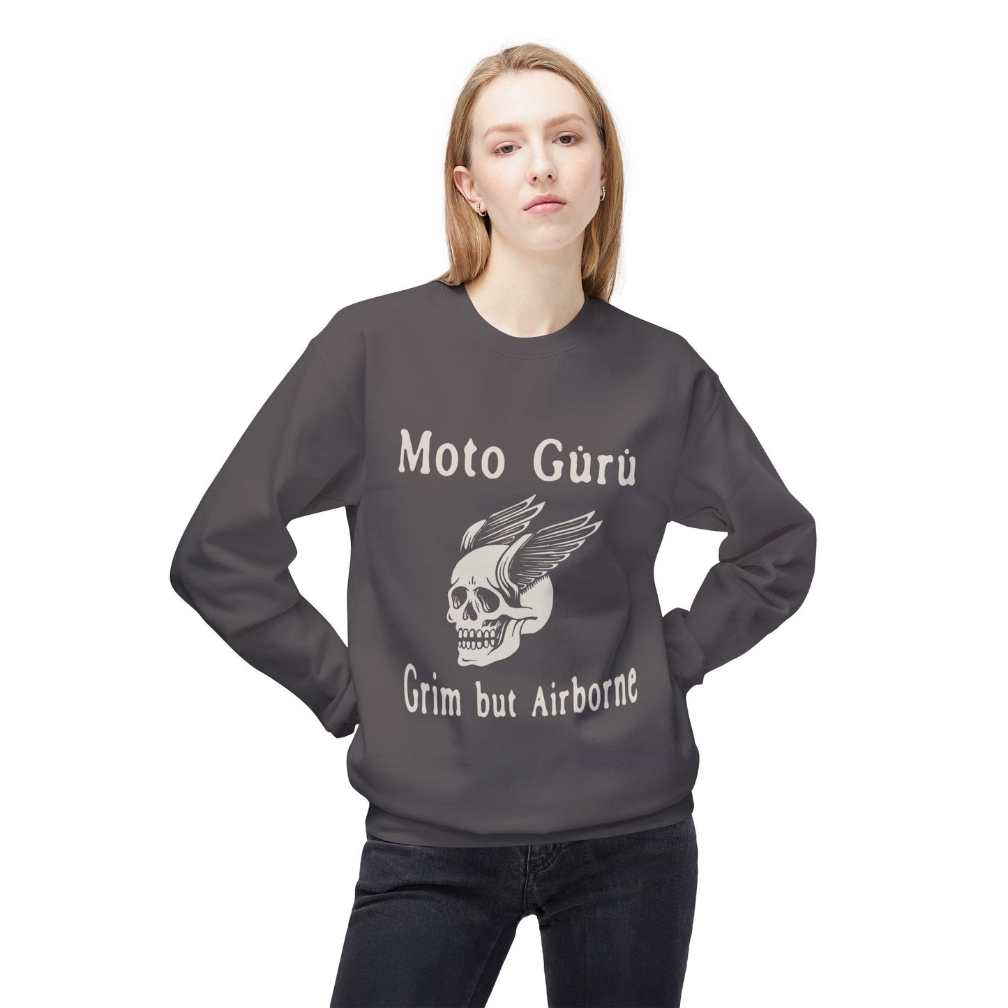 Grim but Airborne Vintage Design Motorcycle Fleece Sweatshirt