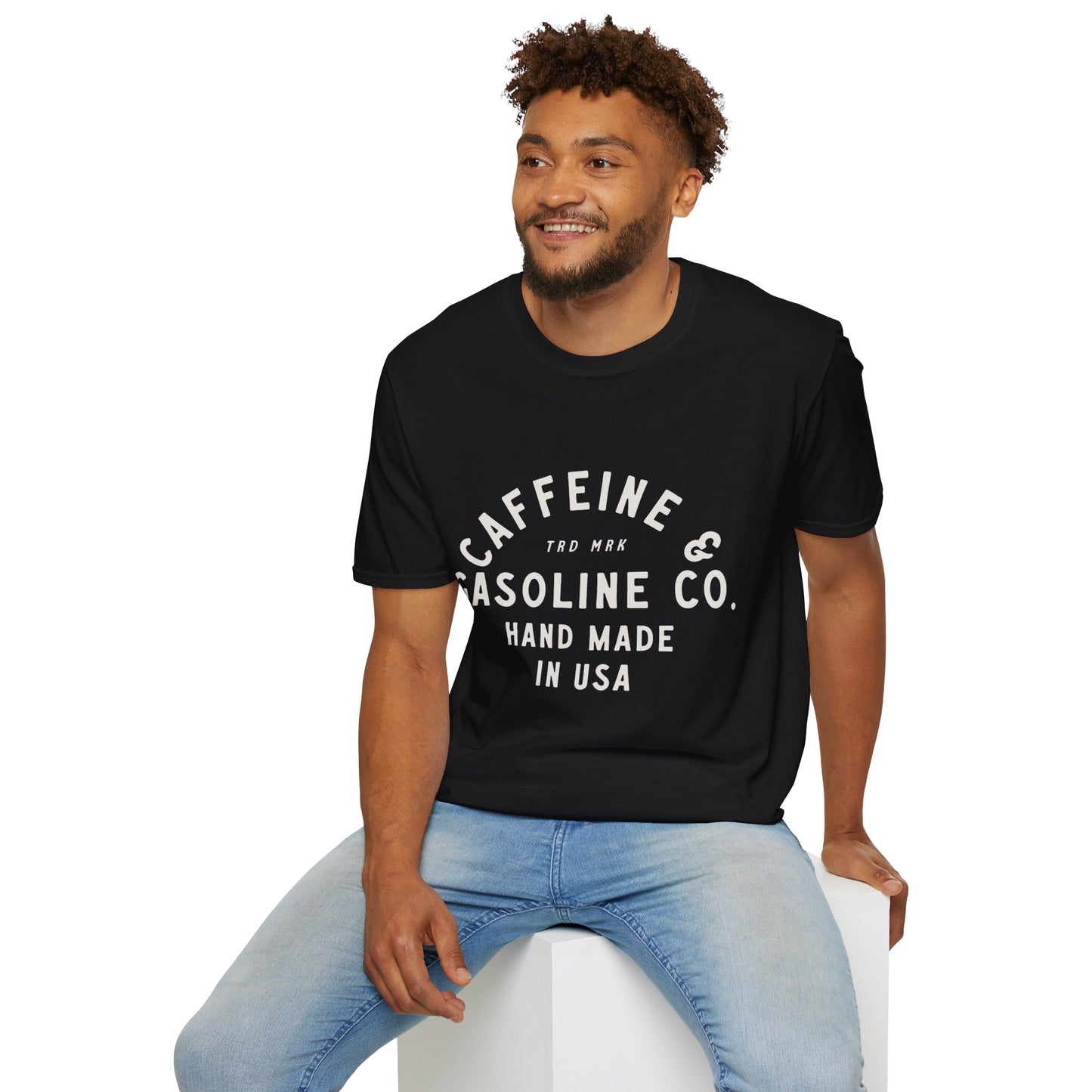 Caffeine & Gasoline Vintage Design Motorcycle T-shirt