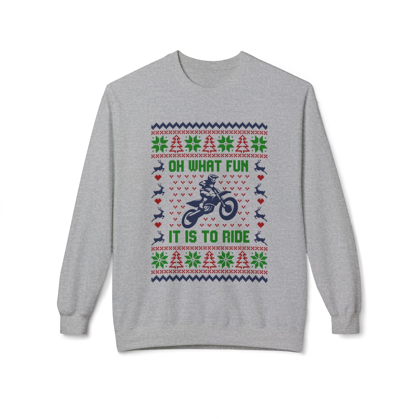 Oh What Fun It Is To Ride Motorcycle Sweatshirt | Ugly Christmas Sweater Style