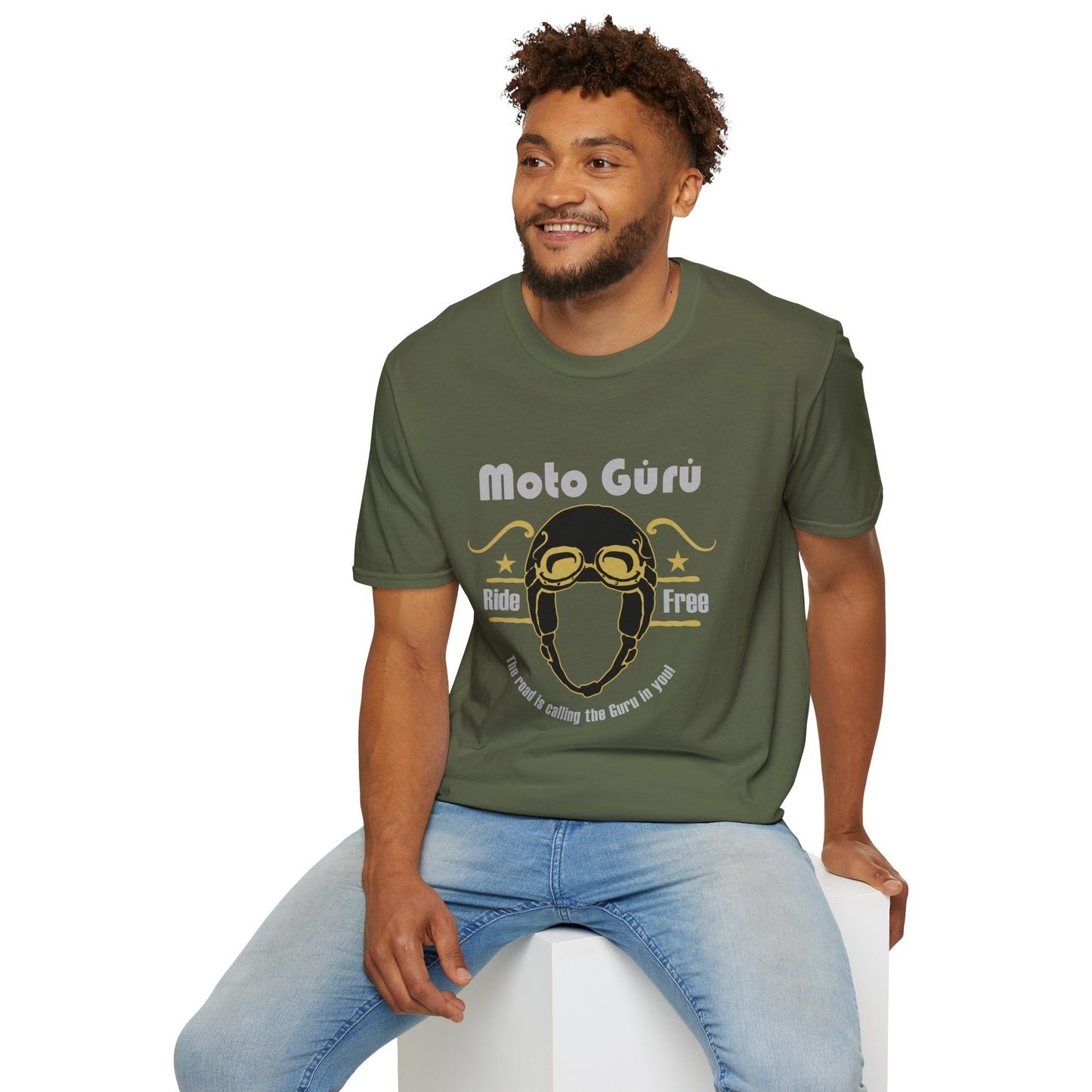 Moto Gúrú Ride Free Vintage Design Motorcycle T shirt