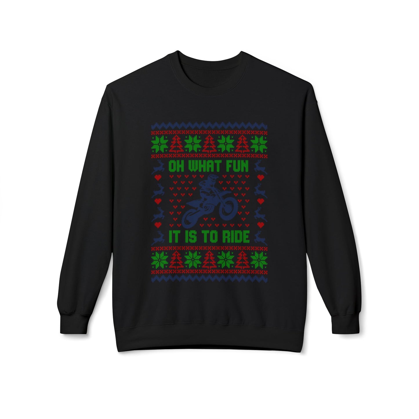Oh What Fun It Is To Ride Motorcycle Sweatshirt | Ugly Christmas Sweater Style