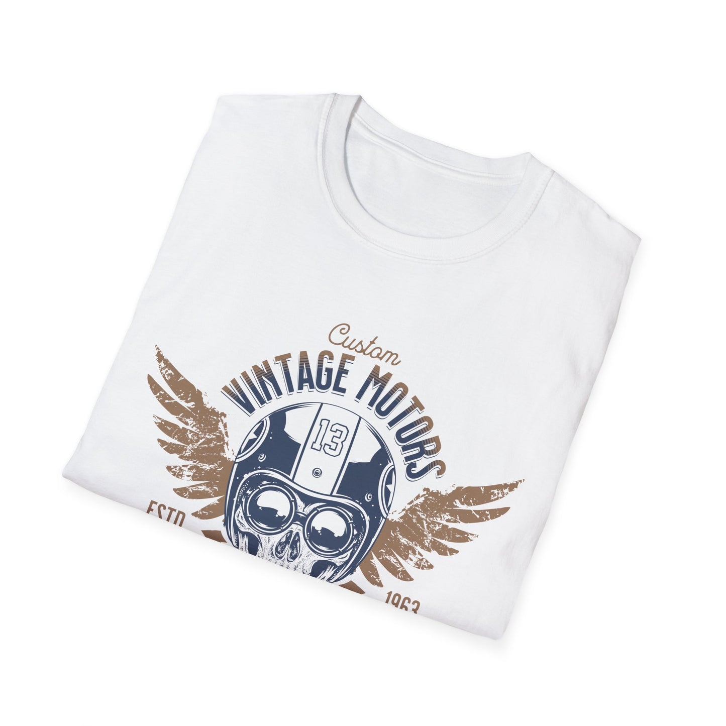 Vintage Motors Skull Vintage Design Biker Tshirt