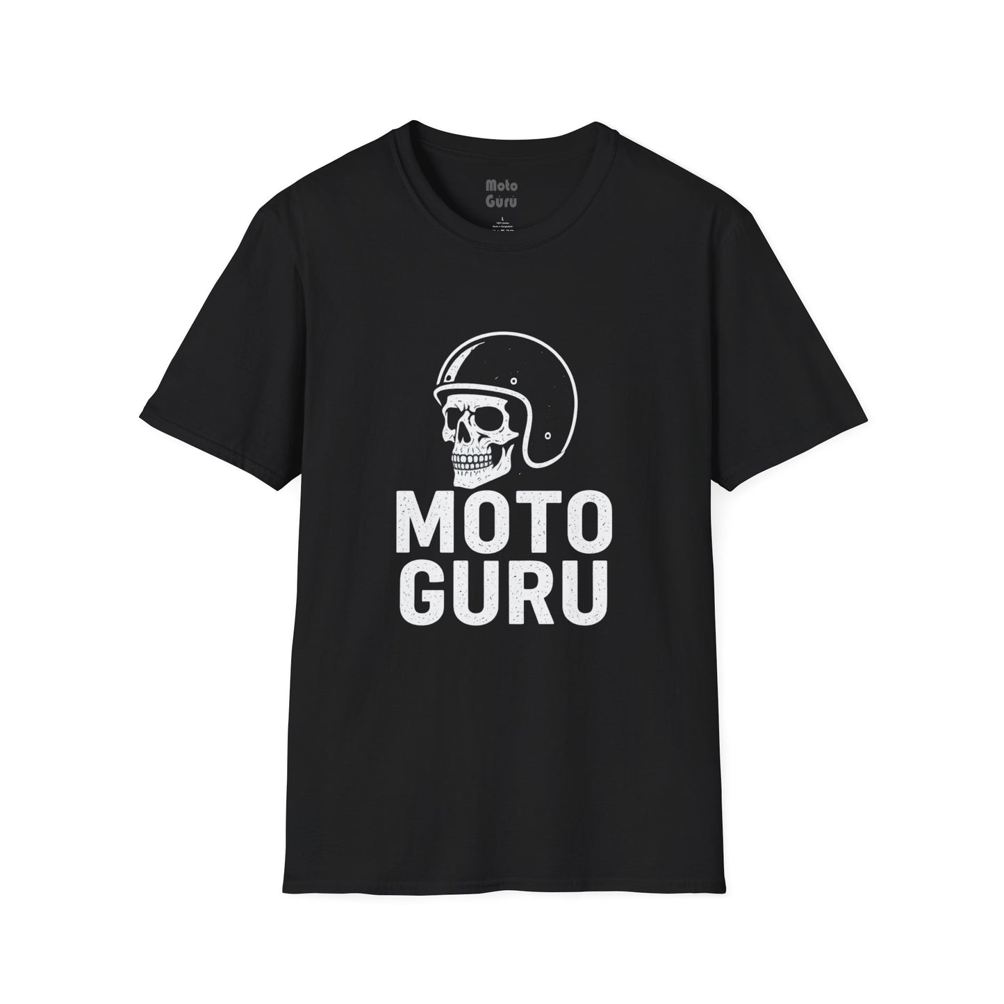Moto Guru Skull Graphic Vintage Design Motorcycle T-Shirt