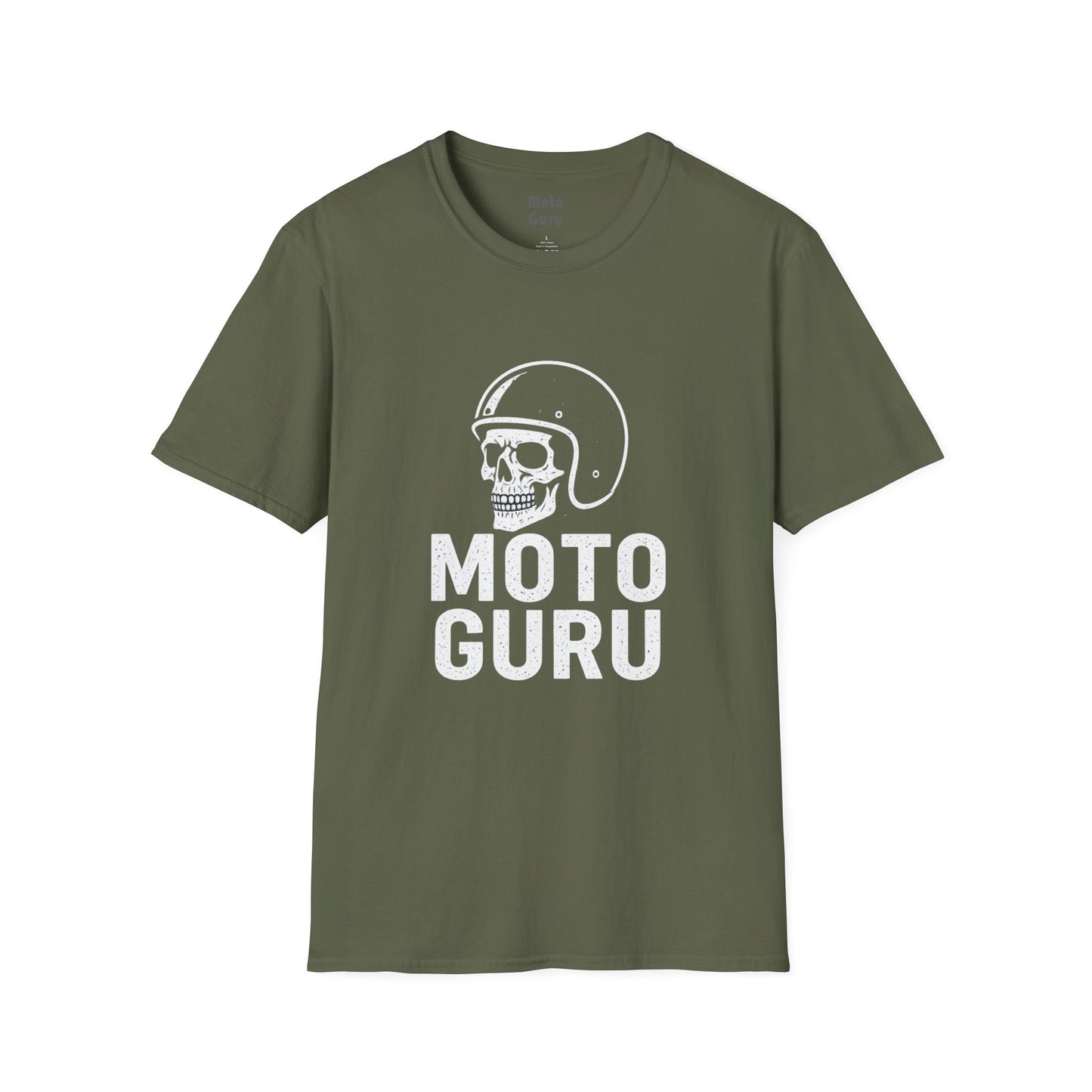 Moto Guru Skull Graphic Vintage Design Motorcycle T-Shirt
