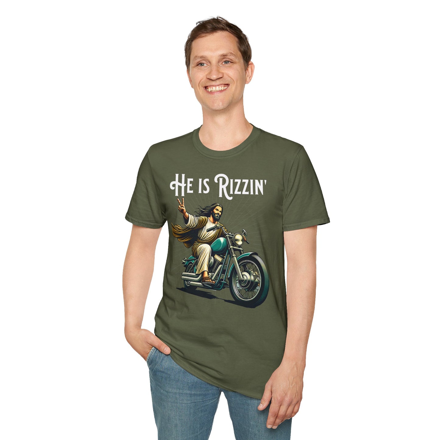 He Is Rizzin' Vintage Design Motorcycle T-Shirt