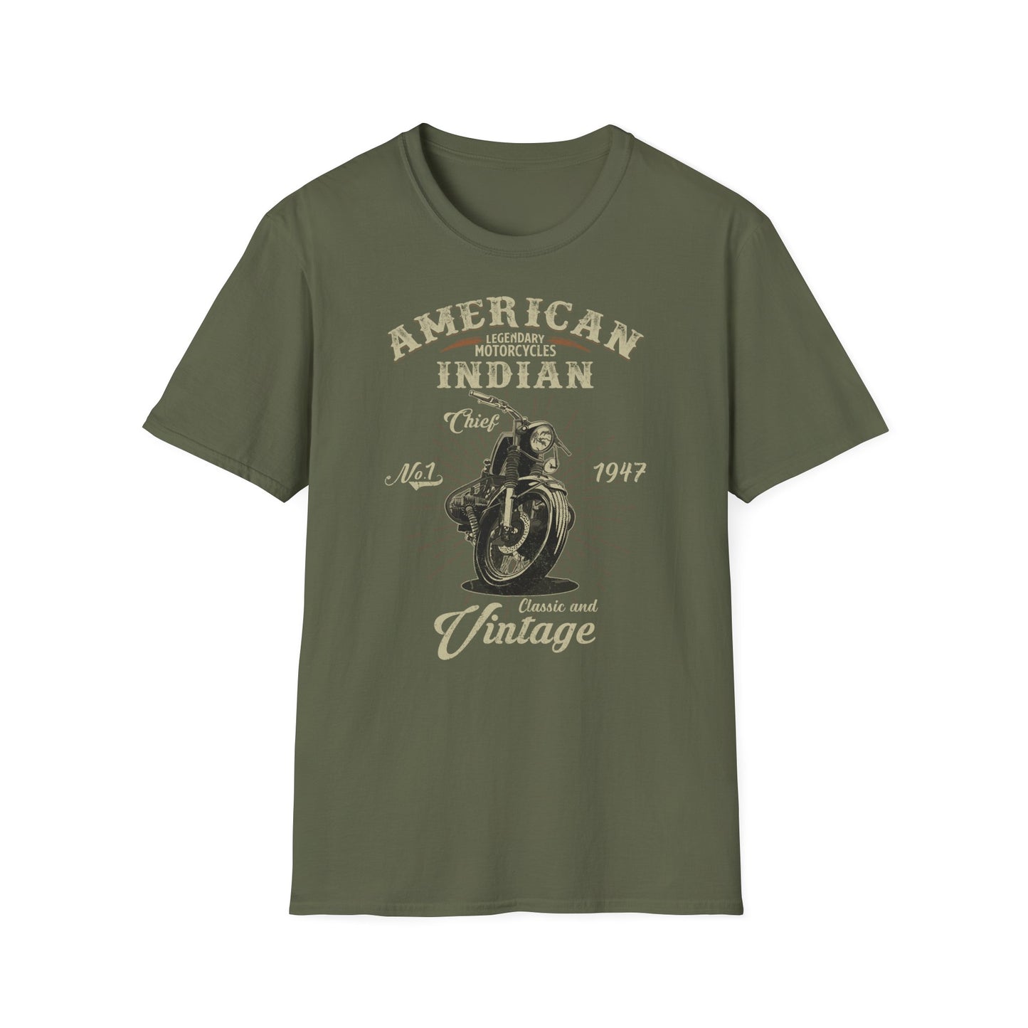 Vintage American Indian Vintage Design Motorcycle T Shirt