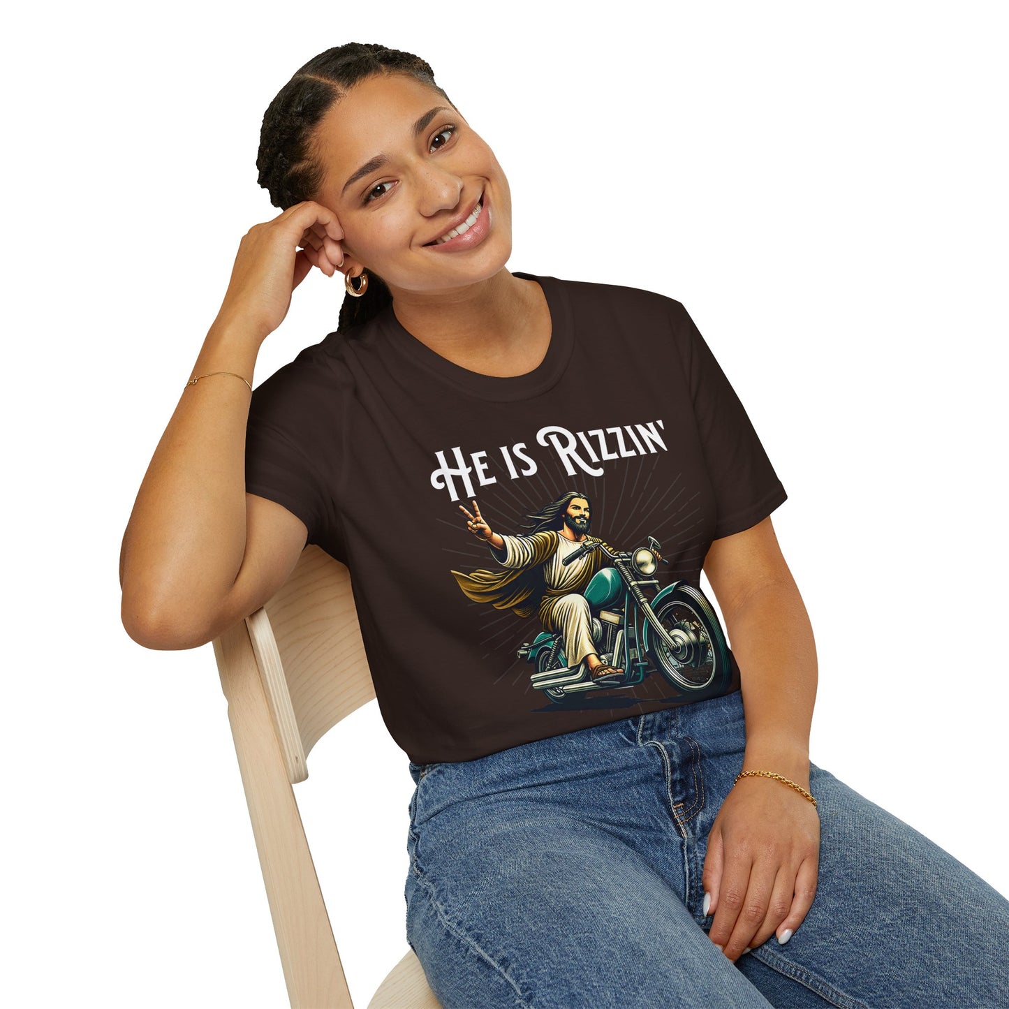 He Is Rizzin' Vintage Design Motorcycle T-Shirt