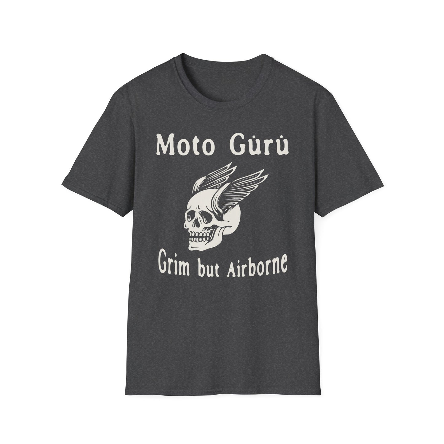 Grim But Airborne Skull Punk Vintage Design Motorcycle T-Shirt