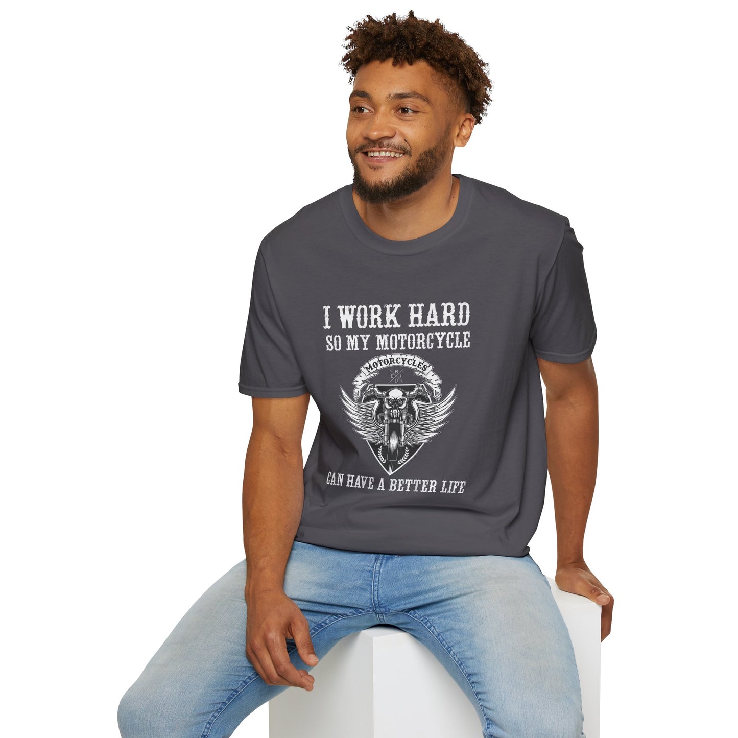 I work hard so my motorcycle  Vintage Design Motorcycle T-Shirt