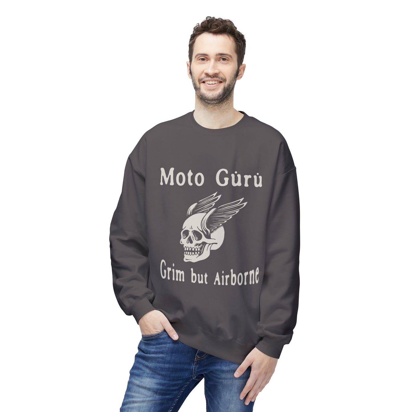 Grim but Airborne Vintage Design Motorcycle Fleece Sweatshirt