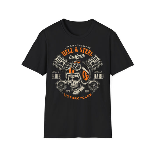 Hell & Steel Vintage Design Motorcycle T Shirt