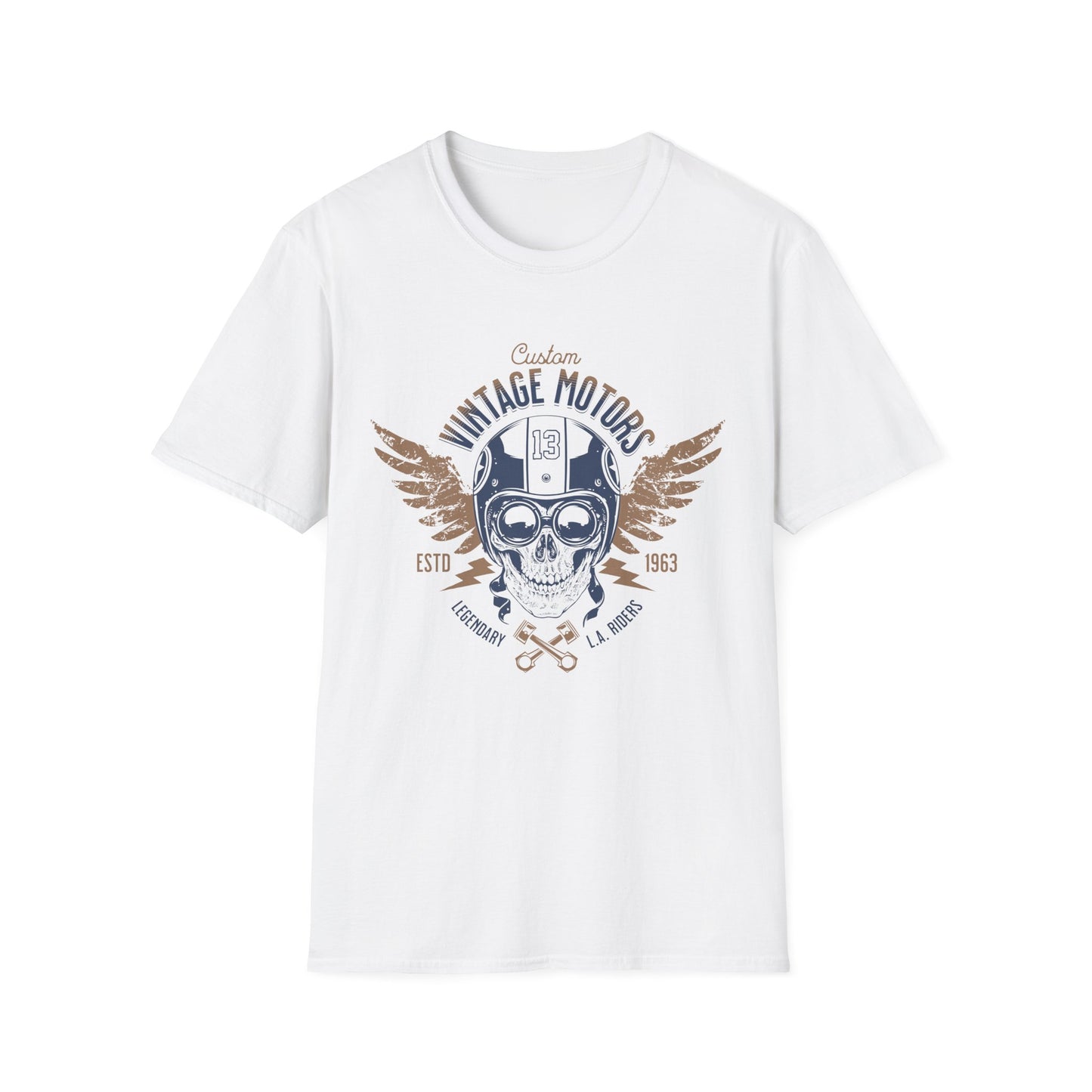 Vintage Motors Skull Vintage Design Biker Tshirt