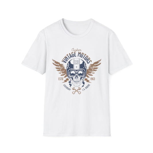 Vintage Motors Skull Vintage Design Biker Tshirt