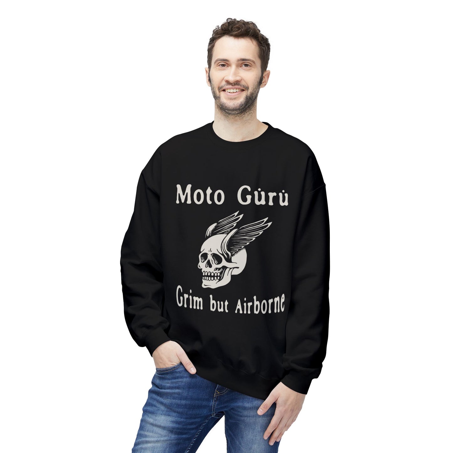 Grim but Airborne Vintage Design Motorcycle Fleece Sweatshirt