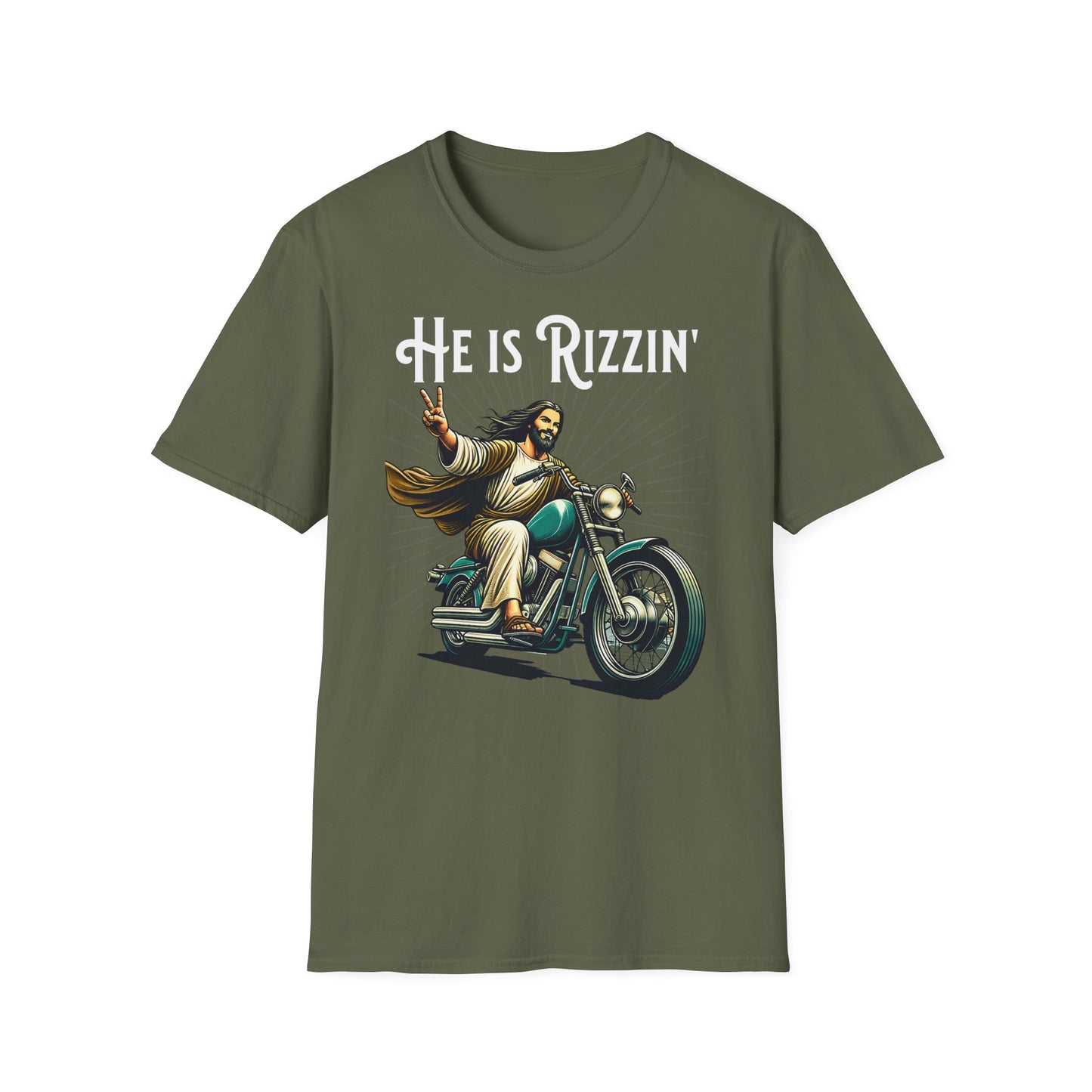 He Is Rizzin' Vintage Design Motorcycle T-Shirt