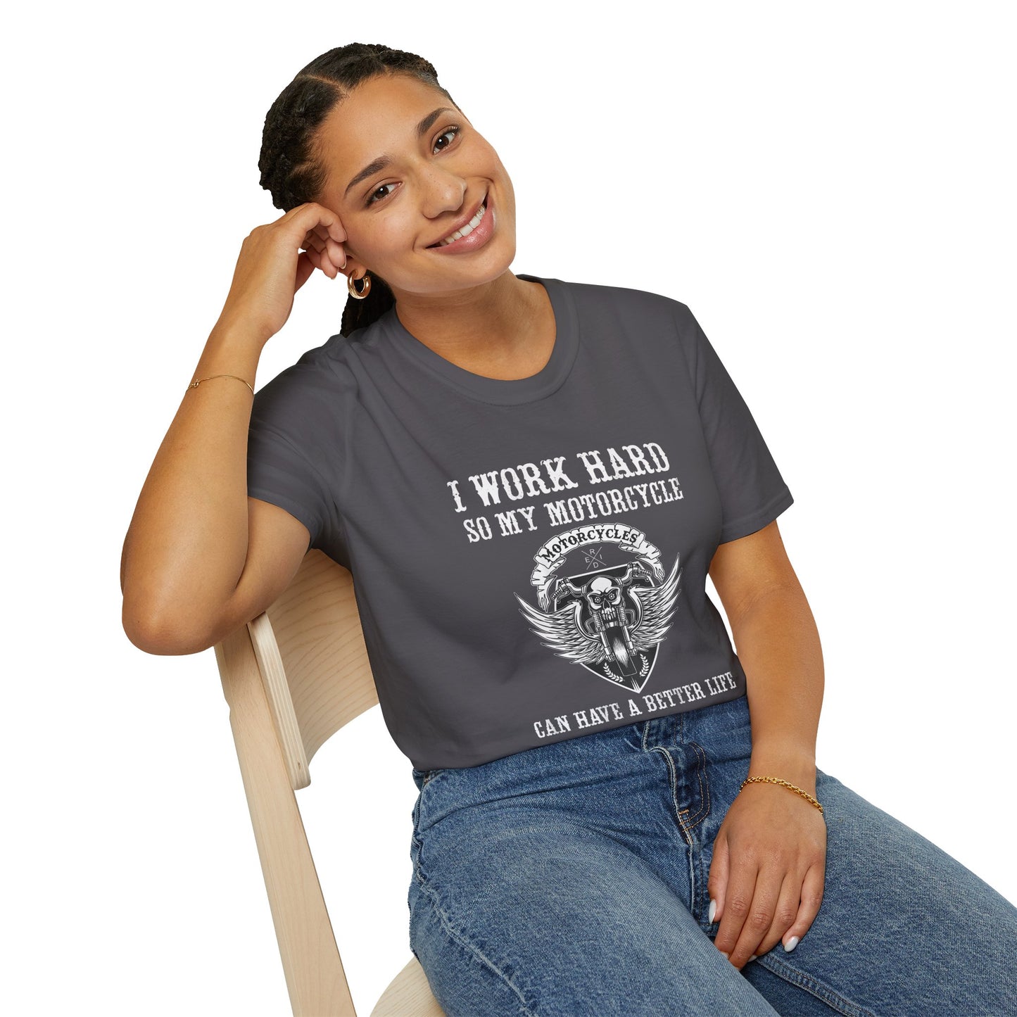 I work hard so my motorcycle  Vintage Design Motorcycle T-Shirt