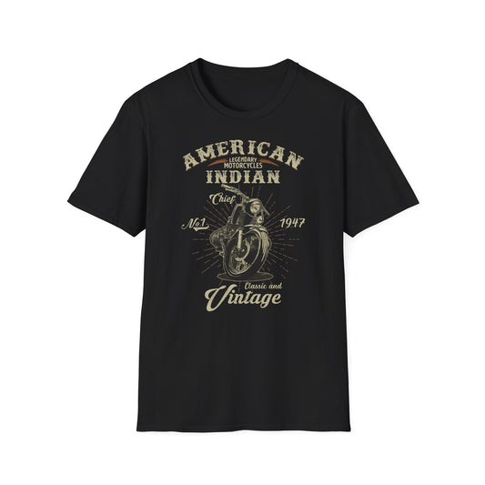 Vintage American Indian Vintage Design Motorcycle T Shirt